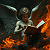 Poetry: In the crucible of flame, where embers whisper secrets old,  Sits the seraph, winged in white,...